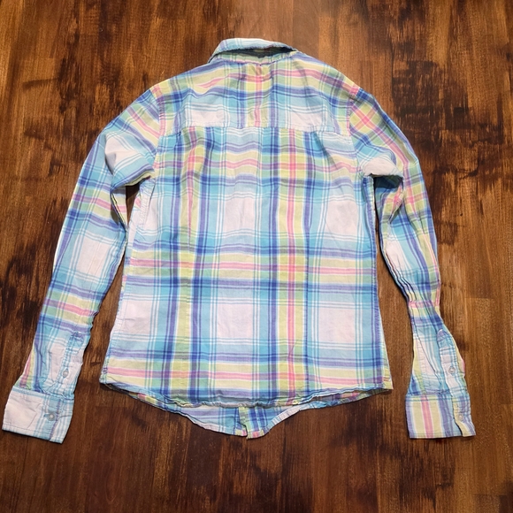 Y2k Aeropostal plaid button down shirt pink and blue size XS - Picture 8 of 10